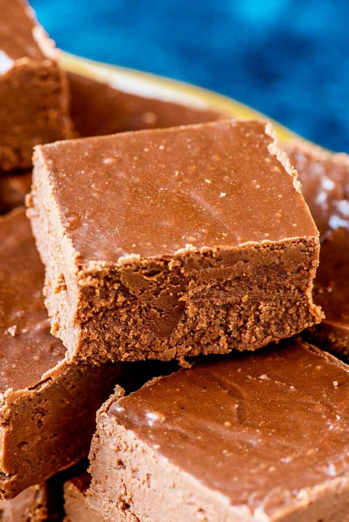 Square of 3 chocolate fudge.